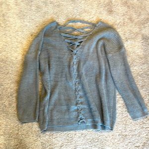🌼3/$30 Crisscross Back Chunky Knit Grey Sweater
